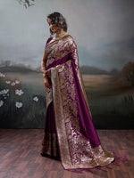 Thumbnail for Shree Shyam Fashion Wine Silk Blend Saree - Distacart