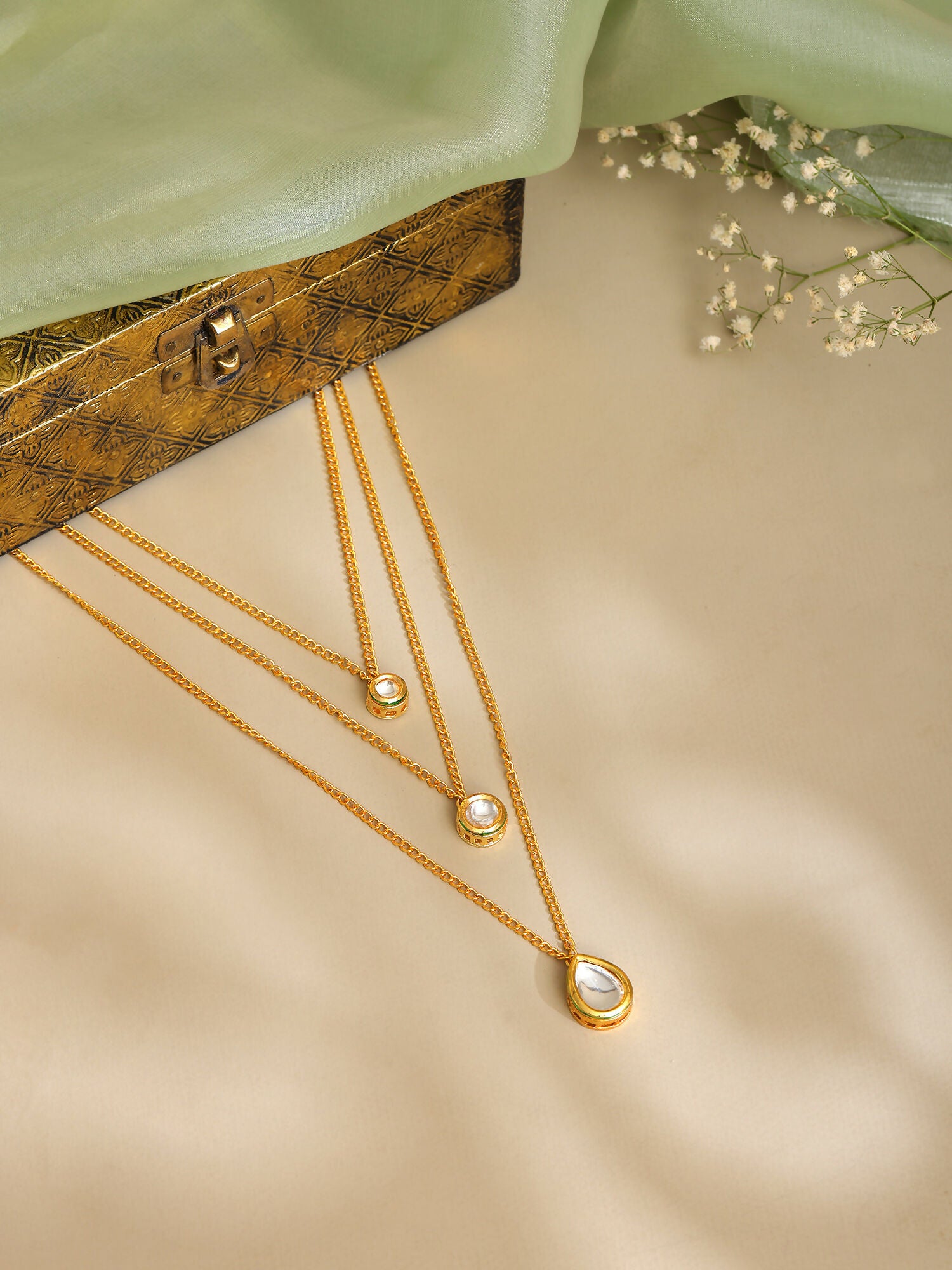 Ruby Raang Kundan & Gold Layered Necklace