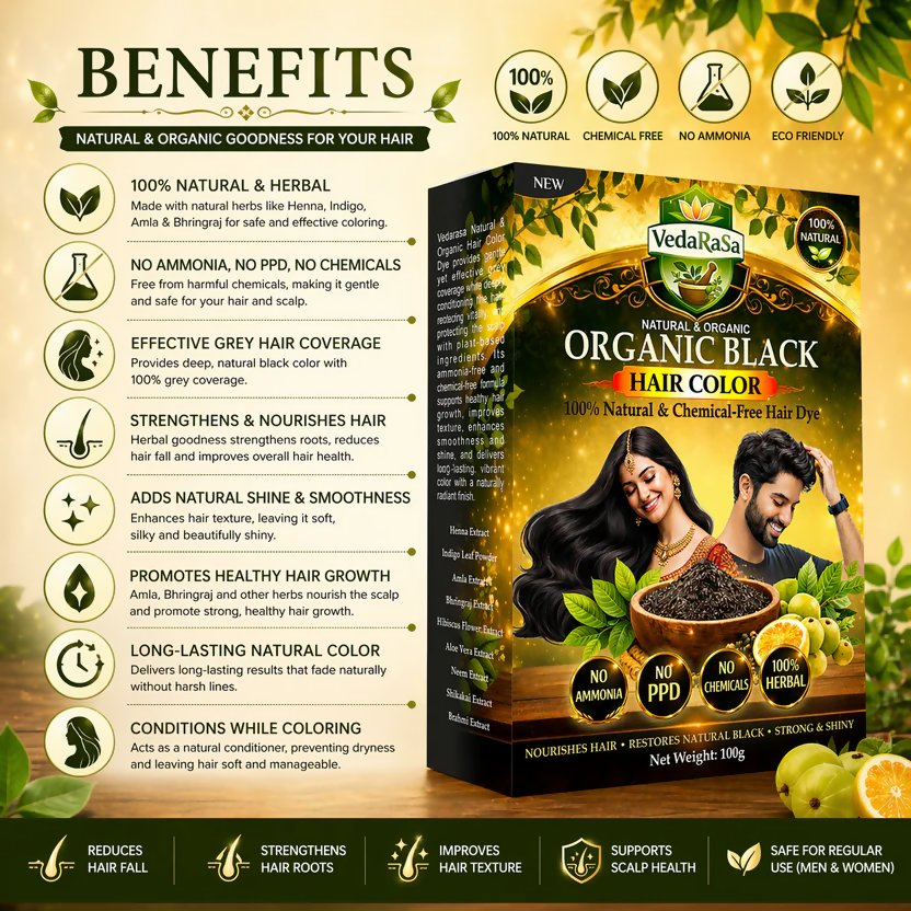 VedaRasa Natural & Organic Black Hair Color - Distacart