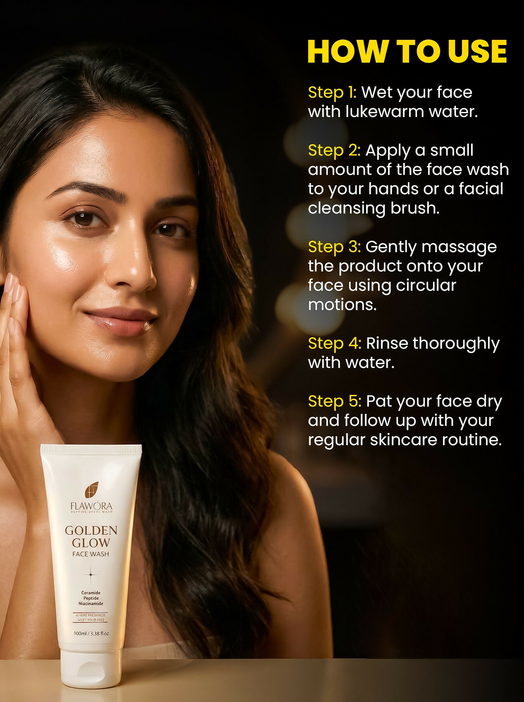 Flawora Golden Glow Face Wash - Dista