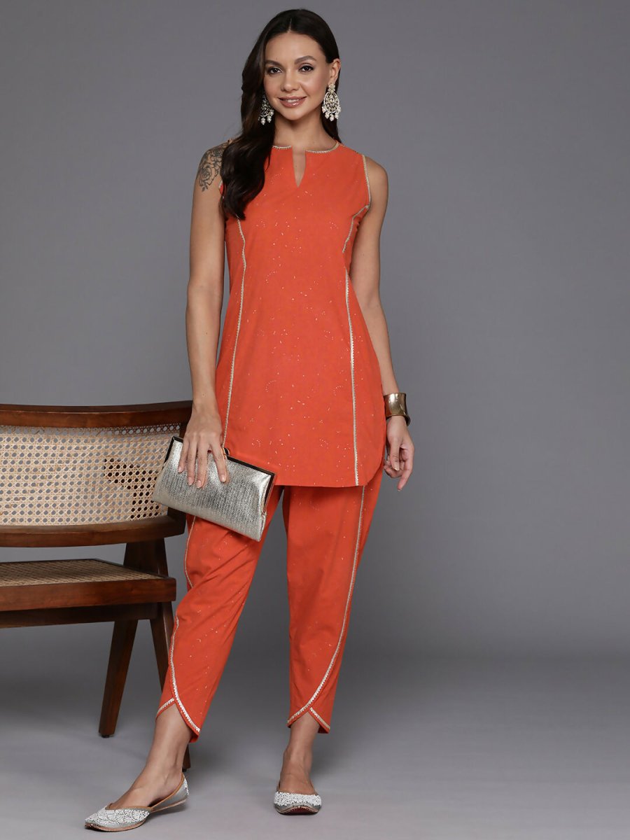 Ahalyaa Women's Traditional Wear Co-ods - Orange - Distacart