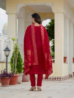 Thumbnail for Preksha Creation Wedding Special Premium Roman Silk Coding Embroidery With Sequins Work Kurti Dupatta With Pant