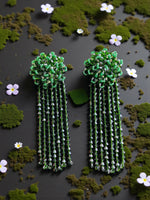 Thumbnail for Inhanns Handmade Crystal Waterfall Earrings - Long - Dark Green Big - Distacart