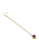 Thumbnail for Ruby Raang Blue Meenakari Kundan Maang Tikka