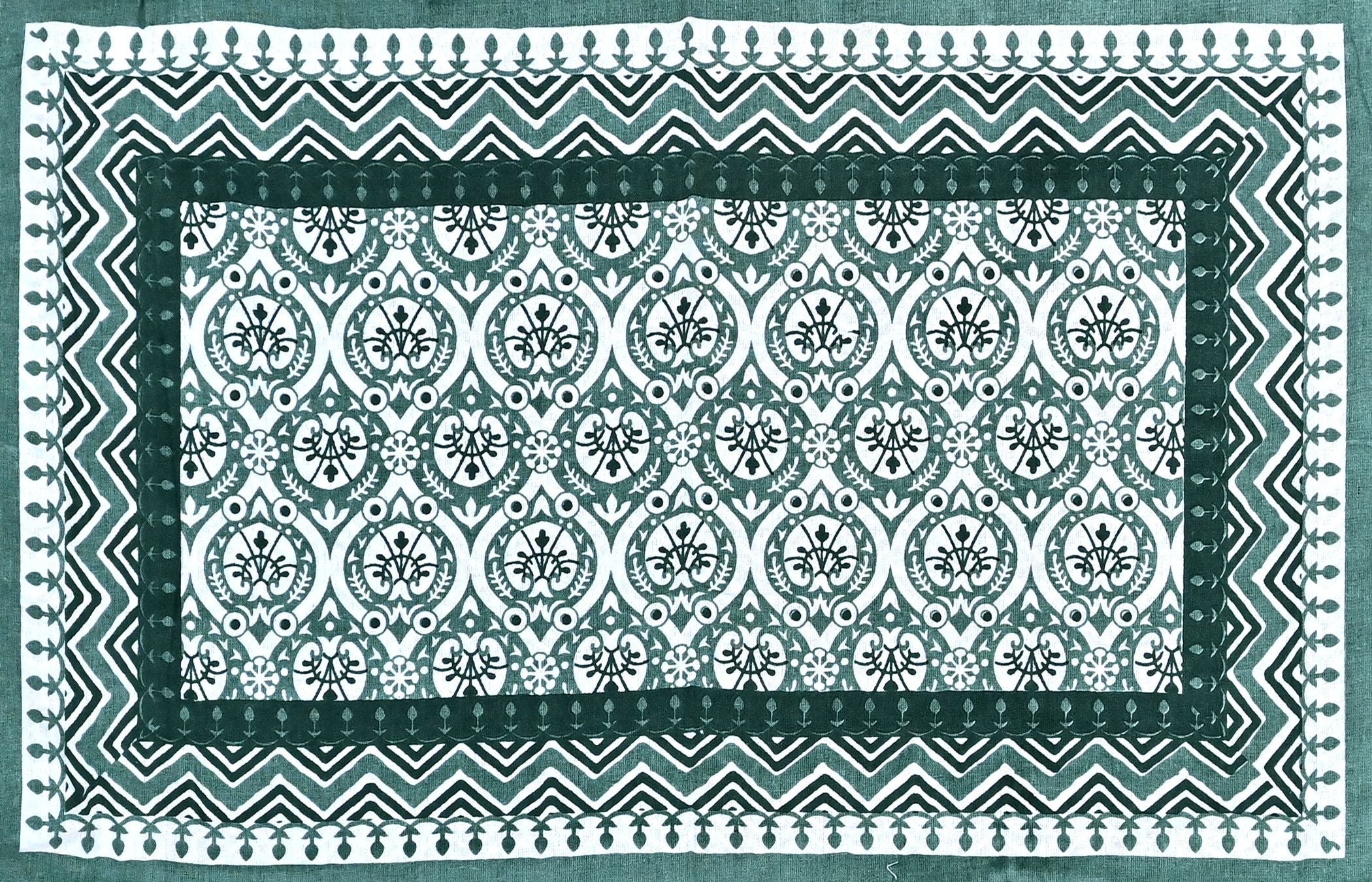 Green Floral Printed Cotton 200TC King Bedsheet With 2 Zipper Pillow Covers - King Size by House of Ree - Distacart