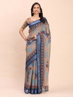 Thumbnail for Astita Linen Cotton Cream Saree