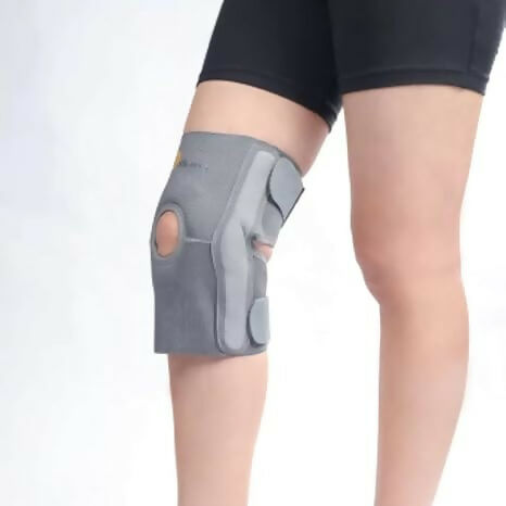 Orth-rem Grey Elastic Knee Support Brace With Side Stabilizer- Large