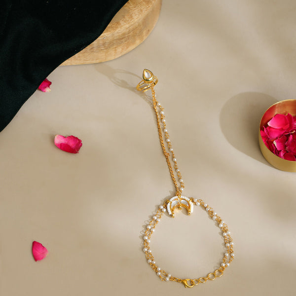 Ruby Raang Gold Chand Kundan Haath Phool