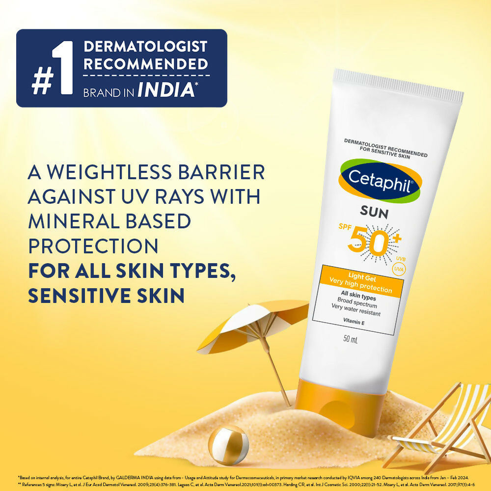 Cetaphil Sun SPF 50 Light Gel Mineral Base For Normal, Dry & Oily Skin - Distacart
