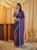 Thumbnail for kasee Beads and Stones Satin Saree - Distacart