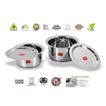 Thumbnail for Sumeet Stainless Steel Induction Bottom Induction & Gas Stove Friendly Container Set - Dista