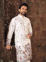 Thumbnail for Anaita White Multi Thread Work Silk Straight Kurta - Distacart