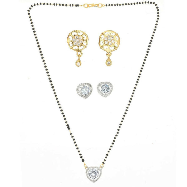 AanyaCentric Gold Plated Mangalsutra with Pendant, 2 Pair Earrings - Distacart