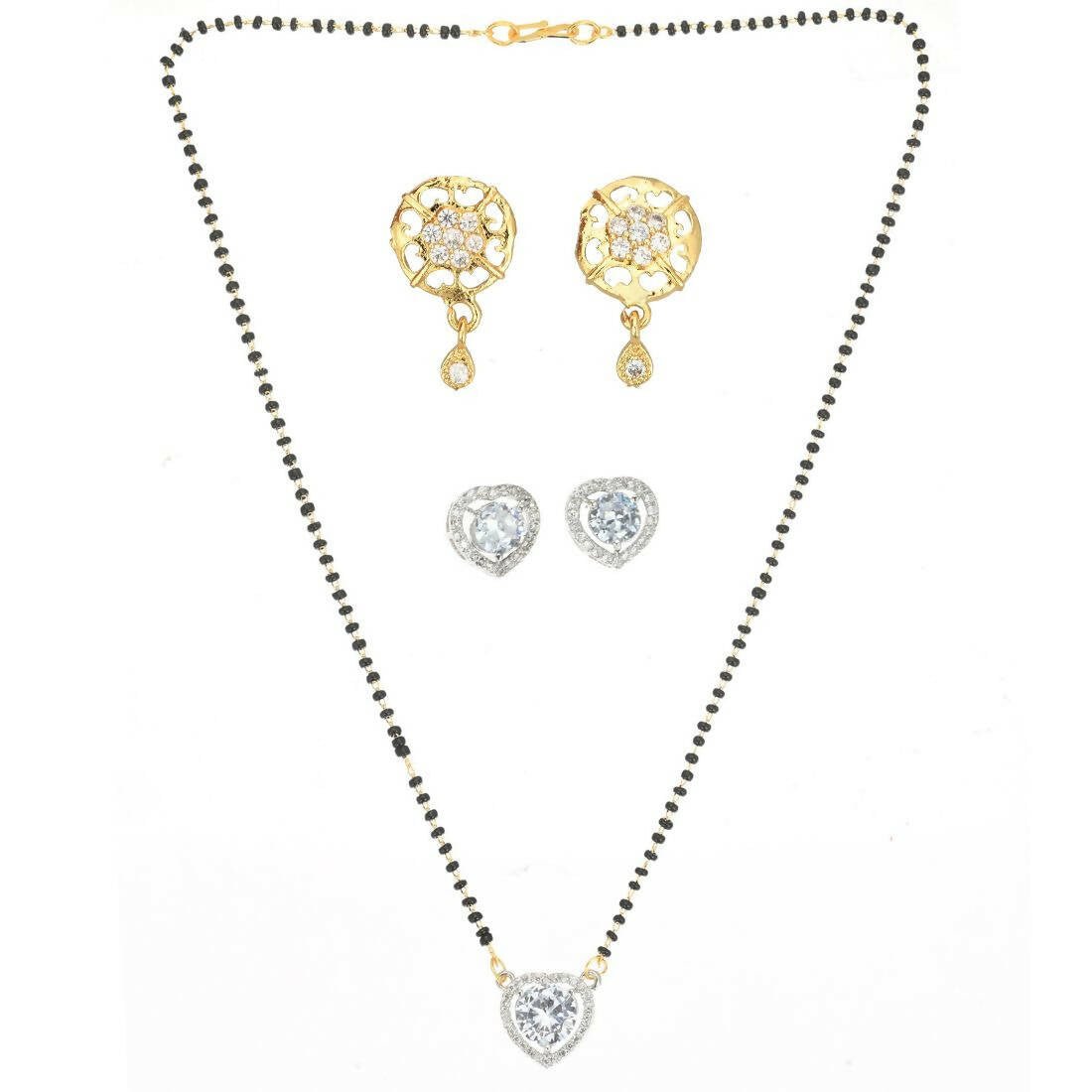 AanyaCentric Gold Plated Mangalsutra with Pendant, 2 Pair Earrings - Distacart