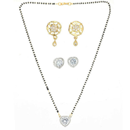 AanyaCentric Gold Plated Mangalsutra with Pendant, 2 Pair Earrings - Distacart