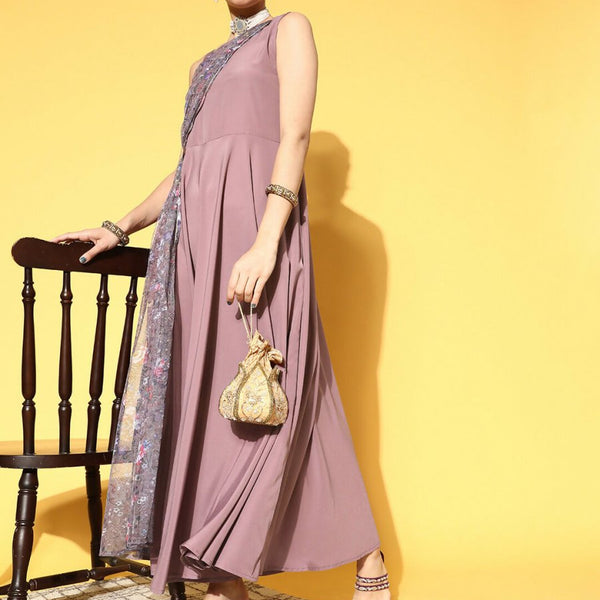 Ahalyaa Women's Traditional wear Dress - Mauve - Distacart