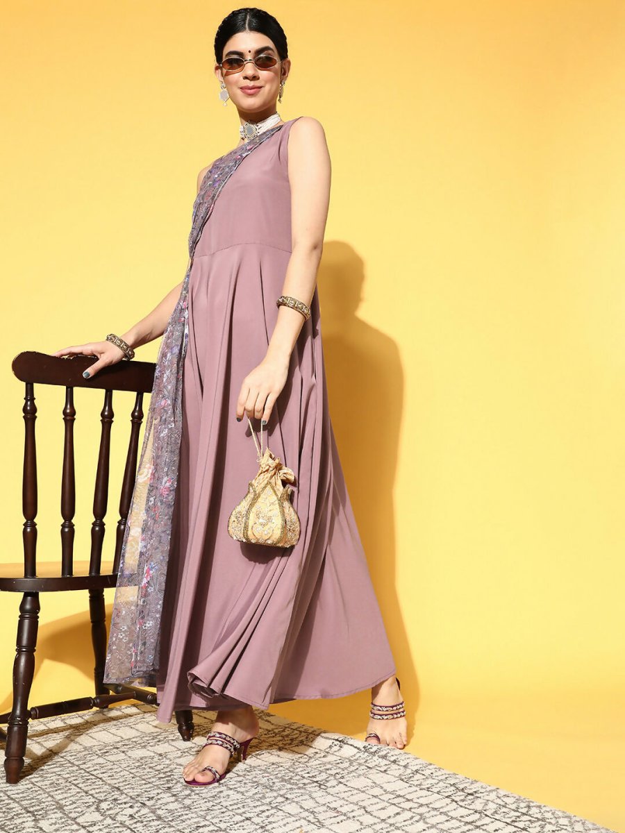 Ahalyaa Women's Traditional wear Dress - Mauve - Distacart
