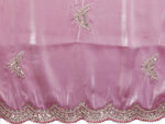 Thumbnail for Vastranavya Baby Pink Embroidery Work Shimmer Chiffon Saree with Unstitched Blouse