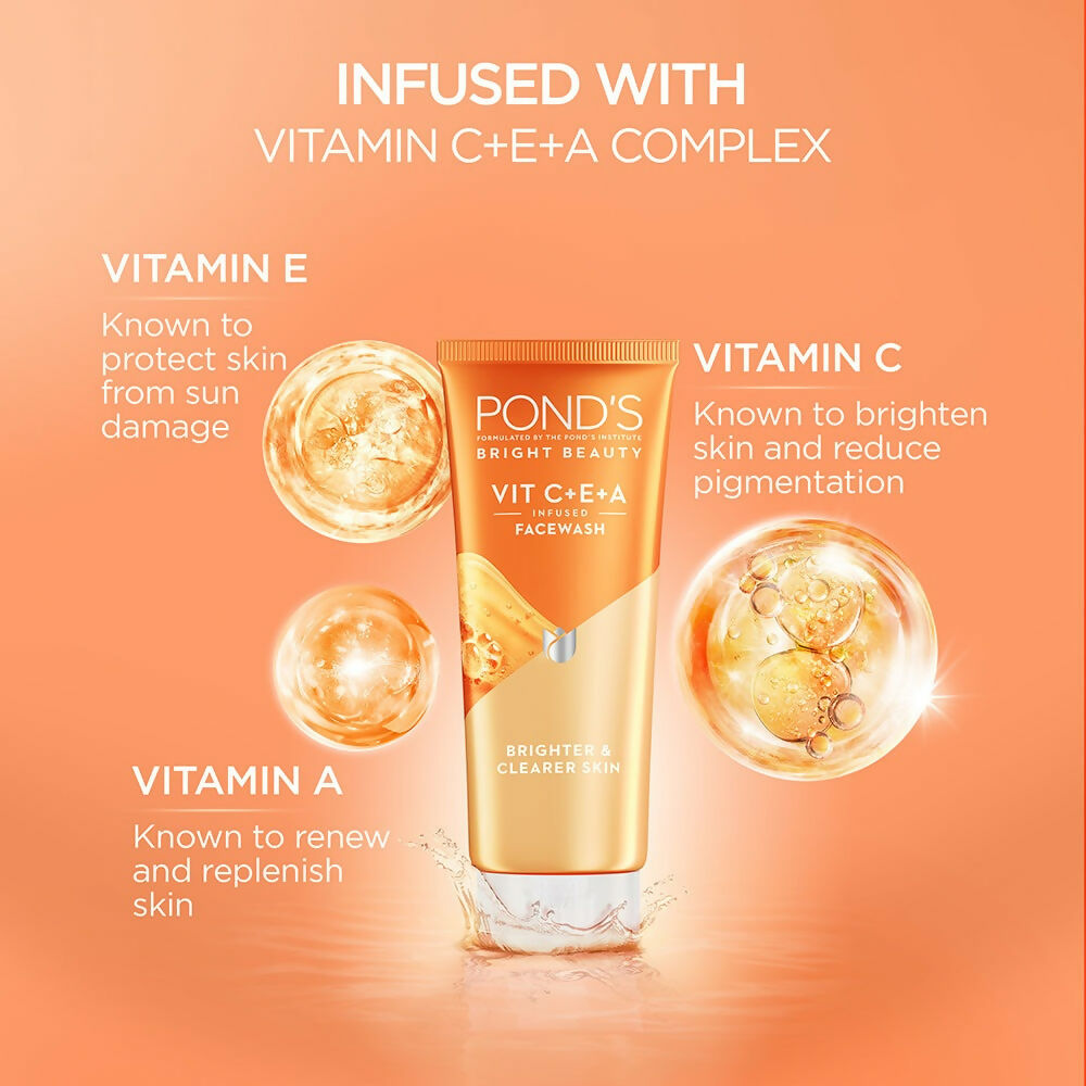 Ponds Bright Beauty Vit C+E+A Gel Face Wash - Distacart