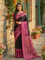 Thumbnail for Shree Shyam Fashion Black Pochampally Silk Saree - Distacart