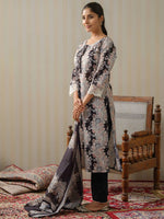 Thumbnail for Ode by House of Pataudi Floral Printed Lace Inserts Kurta With Palazzos & Dupatta - Distacart