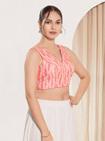 Thumbnail for Joban Fashion Peach Viscose Rayon Padded Blouse With V Neck Sleeveless