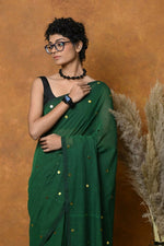 Thumbnail for Very Much Indian Pure Mul Cotton Handloom Saree - Green - Distacart