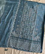 Thumbnail for KC Sky Blue Pakistani Straight Suit For Women Chiffon - Dista