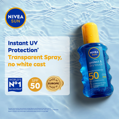 Nivea Sun Dry Touch SPF 50, Transparent Sunscreen Spray - Distacart