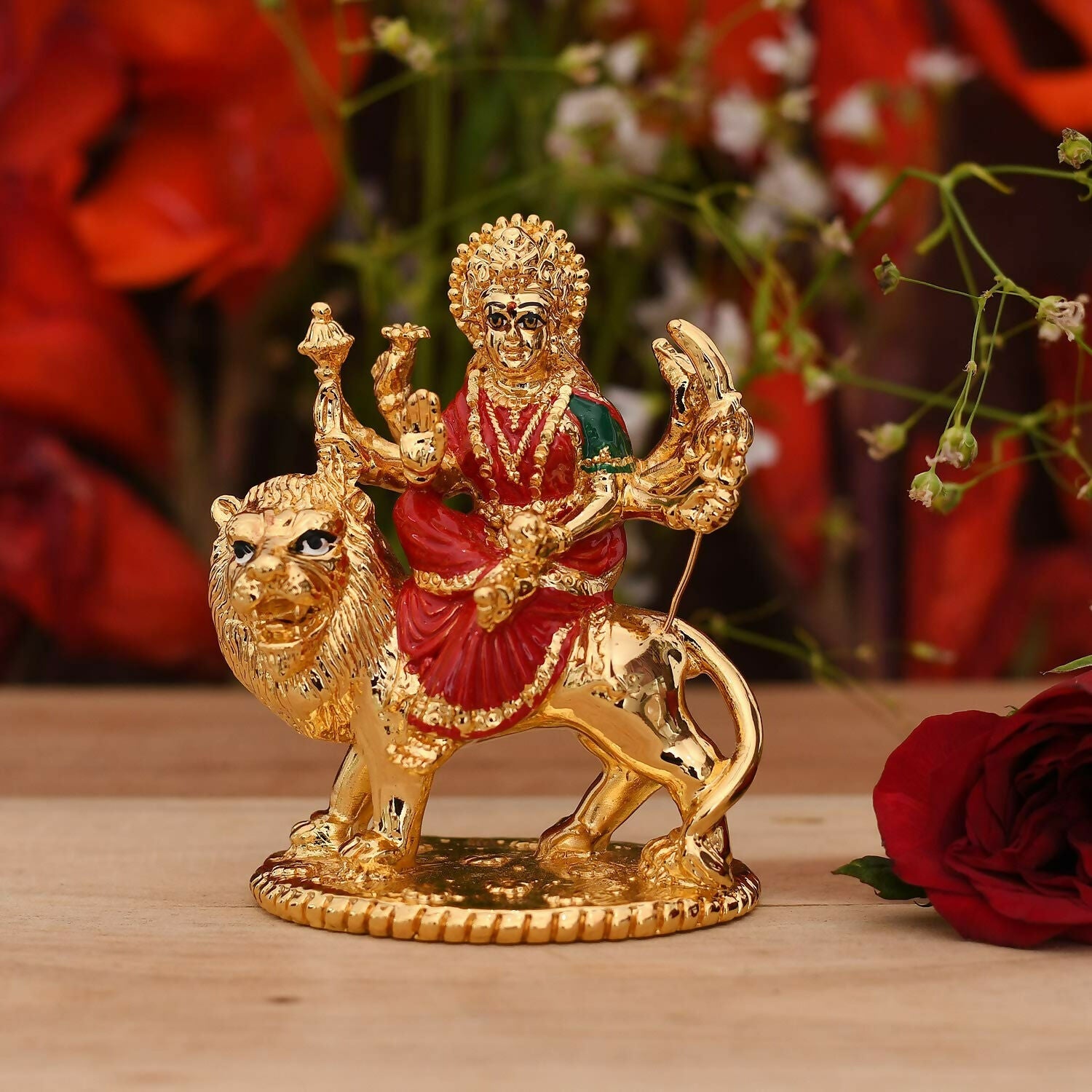 Collectible India Gold Plated Goddess Maa Durga Sherawali Mata Idol - Distacart