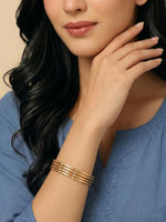 Thumbnail for NVR Women Set of 4 Gold Plated Handcrafted CZ Studded Bangle - Distacart