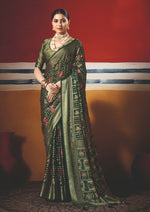 Thumbnail for Joban Fashion Bottle Green Dull Moss Brasso Saree