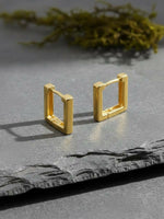 Thumbnail for NVR Men's Gold Plated Geomatric Shaped Hoop Earrings - Distacart