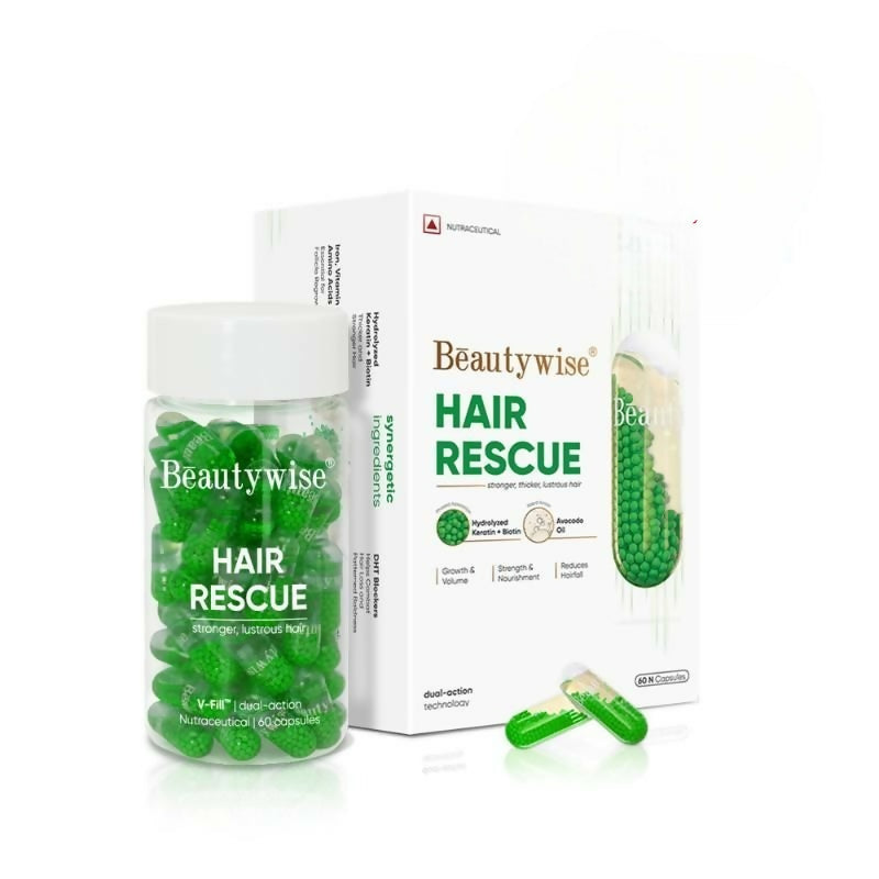 Beautywise Hair Rescue - Keratin & Biotin in Avocado Oil - Dual-Action Capsules - Distacart