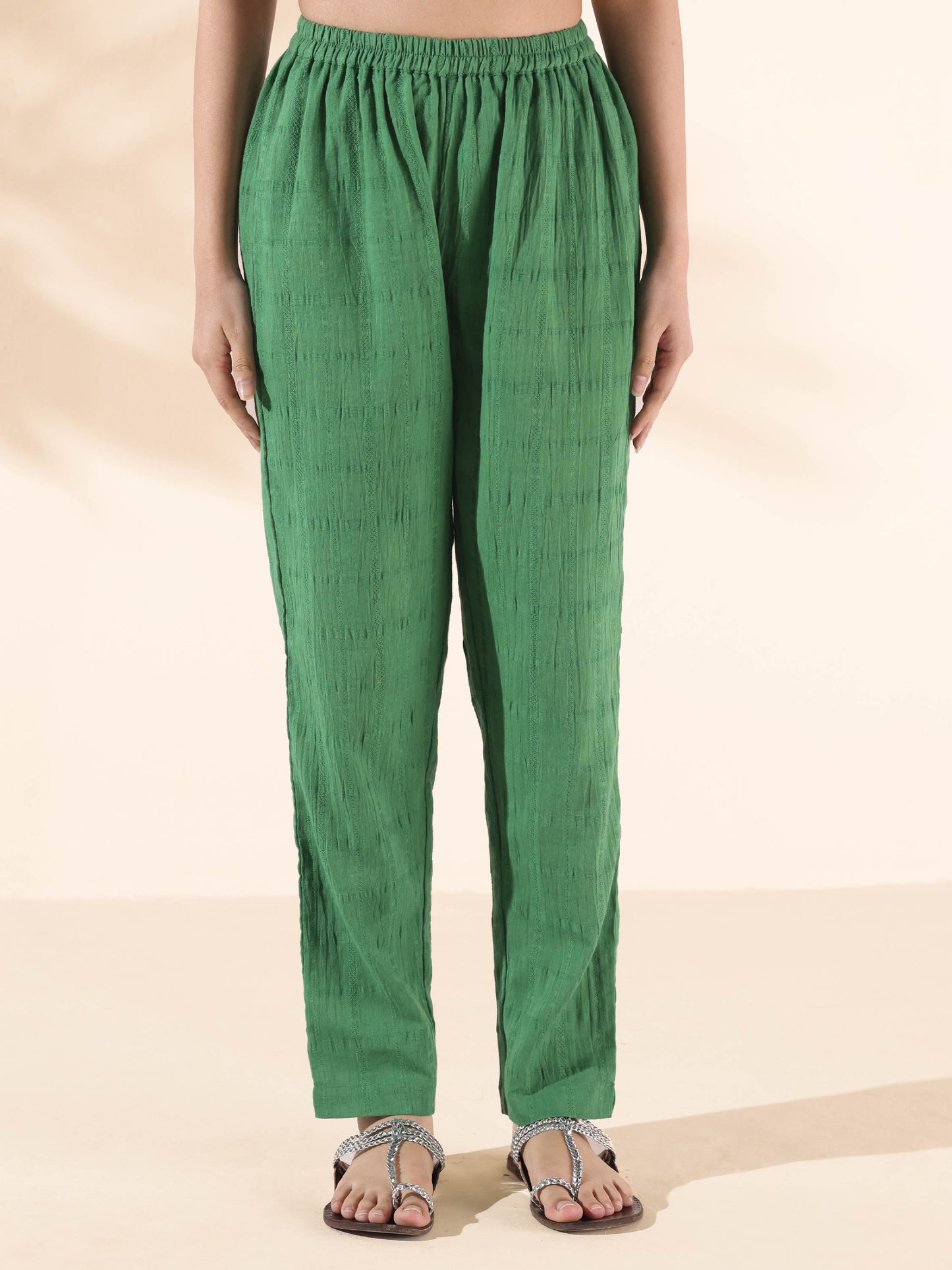 trueBrowns Green Cotton Dobby Oversized Co-ord Set - Distacart