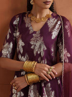 Thumbnail for trueBrowns Purple Metallic Sharara Dupatta Set