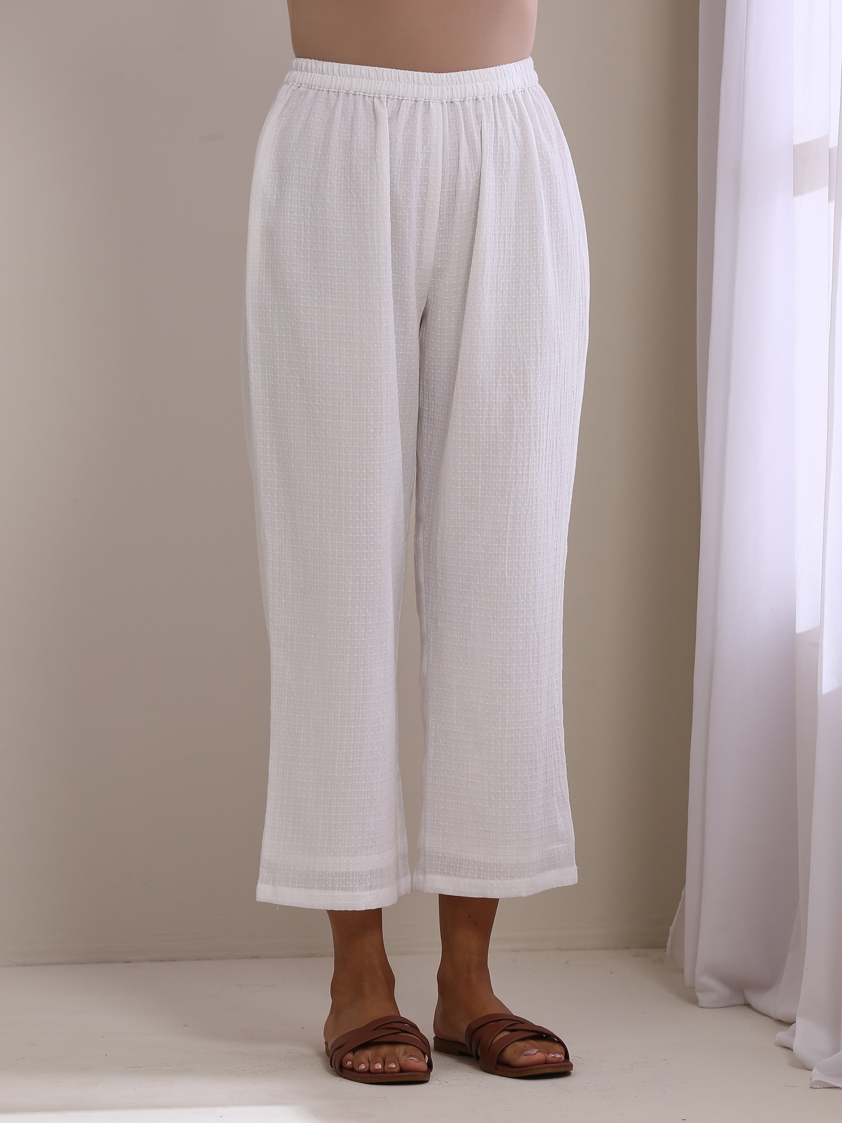 trueBrowns White Dobby Baggy Sleeve Co-Ord Set - Distacart