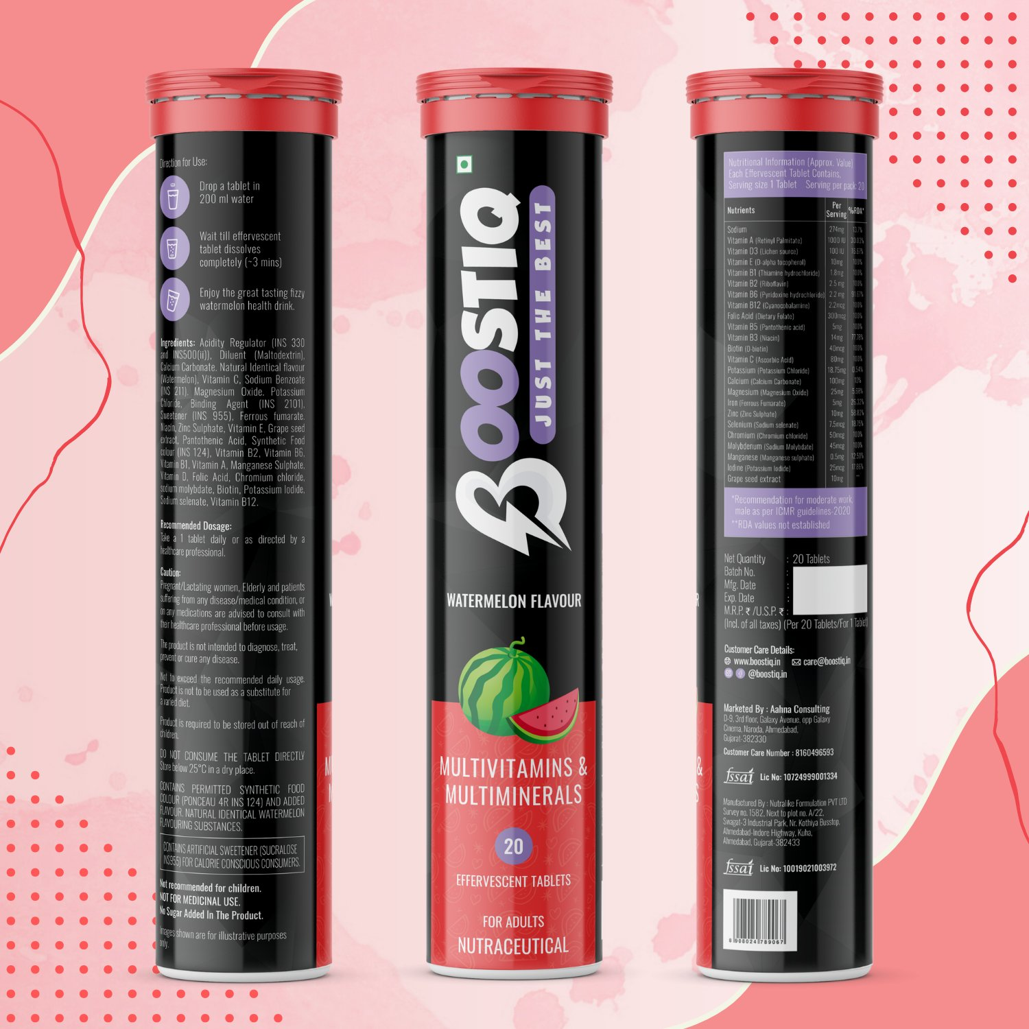 BOOSTIQ Multivitamin EEffervescent Tablets - Watermelon Flavour - Distacart