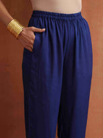 Thumbnail for trueBrowns Blue Print A-line Kurta Set