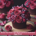 Thumbnail for sugar roses for cake cupcake decoration burgundy 120 gms