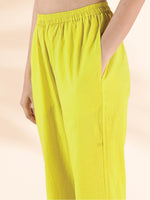 Thumbnail for trueBrowns Lime Cotton Ikat Kurta Pant Set - Distacart