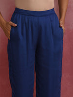 Thumbnail for trueBrowns Blue Modal Flared Kurta Co-ord Set