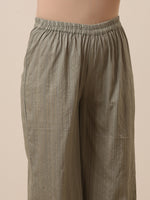 Thumbnail for trueBrowns Cotton Olive Green Flared Slit Kurta Pant Set - Distacart