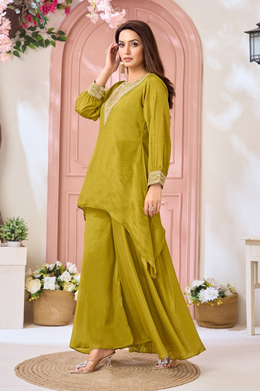 Anaita Parrot Readymade Suit with Coding Work - Dista