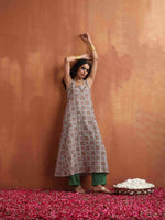Thumbnail for trueBrowns Off White Print Flared Anarkali Kurta Set - Distacart