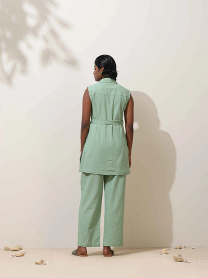 trueBrowns Mint Green Cotton Linen Co-Ord Set - Distacart