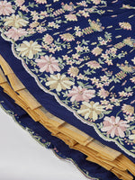 Thumbnail for House of Panchhi Navy Blue Pure Georgette Sequins And Thread Embroidery Lehenga Choli & Dupatta - Distacart