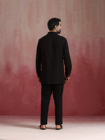 Thumbnail for trueBrowns Men's Black Cotton Dobby Kurta Co-ord Set
