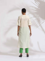 Thumbnail for trueBrowns Off-White Cotton Floral Embroidered Straight Kurta Set