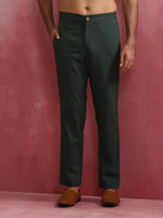 Thumbnail for trueBrowns Men's Green Cotton Mandarin Collar Kurta Co-ord set